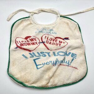 VTG 50s Terrycloth Baby Bib Novelty Mommy Daddy Rapid City, SD Mid Century